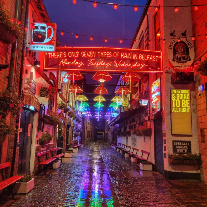 Belfast commercial court aka the alley with the umbrellas