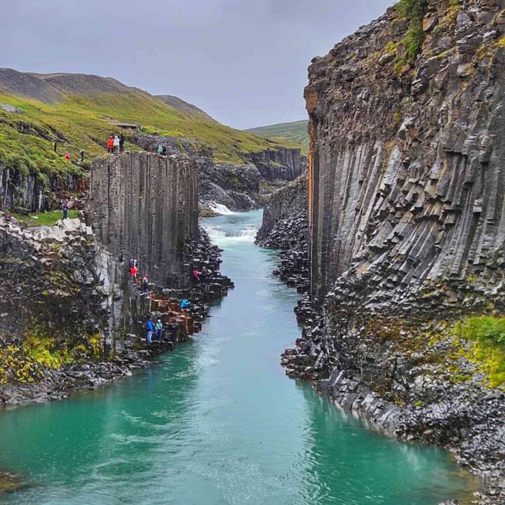Studlagil Canyon towering basalt columns