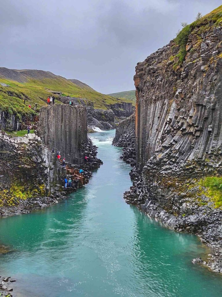 Studlagil Canyon towering basalt columns